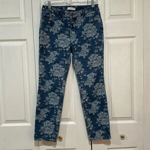 🤎 Coldwater Creek Natural Fit Blue Denim Floral Jeans - 6/28